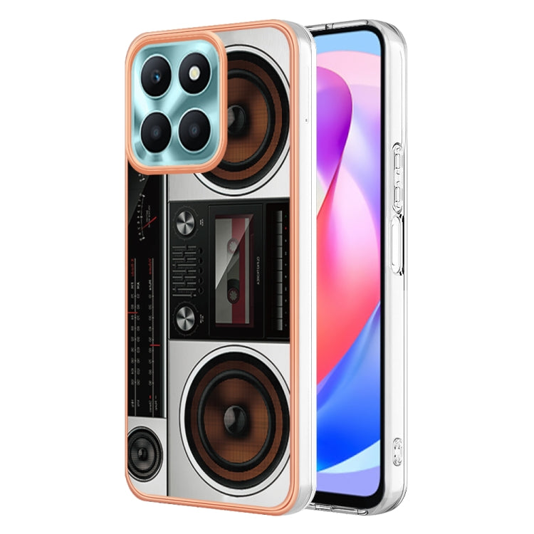 For Honor X6a Electroplating Marble Dual-side IMD Phone Case(Retro Radio) - Honor Cases by PMC Jewellery | Online Shopping South Africa | PMC Jewellery | Buy Now Pay Later Mobicred