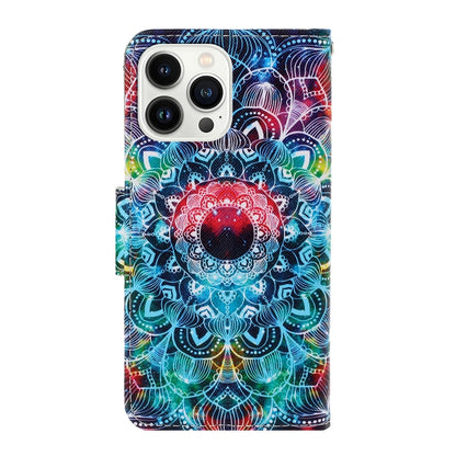 For iPhone 16 Pro 3D Colored Drawing Flip Leather Phone Case(Mandala) - iPhone 16 Pro Cases by PMC Jewellery | Online Shopping South Africa | PMC Jewellery | Buy Now Pay Later Mobicred