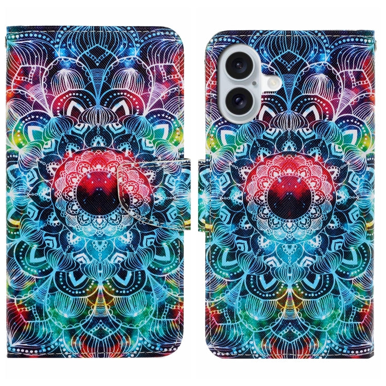 For iPhone 16 3D Colored Drawing Flip Leather Phone Case(Mandala) - iPhone 16 Cases by PMC TechLife | Online Shopping South Africa | PMC TechLife | Buy Now Pay Later Mobicred