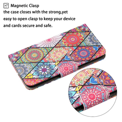 For iPhone 16 3D Colored Drawing Flip Leather Phone Case(Rhombus Totem) - iPhone 16 Cases by PMC Jewellery | Online Shopping South Africa | PMC Jewellery | Buy Now Pay Later Mobicred