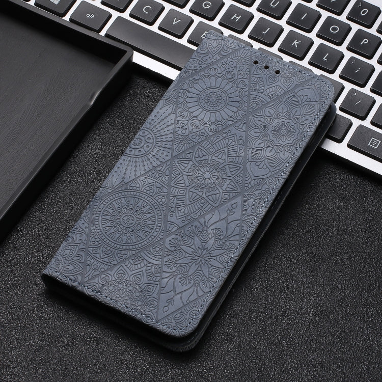 For Samsung Galaxy S24 5G Ethnic Embossed Adsorption Leather Phone Case(Grey) - Galaxy S24 5G Cases by PMC Jewellery | Online Shopping South Africa | PMC Jewellery