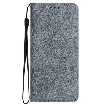 For Samsung Galaxy S24 5G Ethnic Embossed Adsorption Leather Phone Case(Grey) - Galaxy S24 5G Cases by PMC Jewellery | Online Shopping South Africa | PMC Jewellery