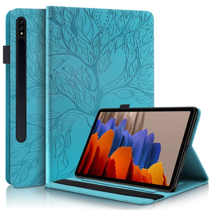 For Samsung Galaxy Tab S9 / S8 / S7 Life Tree Series Horizontal Flip Leather Tablet Case(Lake Blue) - Galaxy Tab S8 Cases by PMC Jewellery | Online Shopping South Africa | PMC Jewellery | Buy Now Pay Later Mobicred