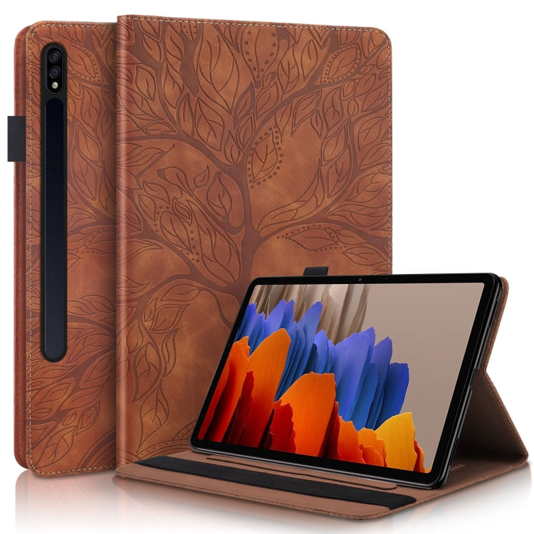 For Samsung Galaxy Tab S8 / S7 Life Tree Series Horizontal Flip Leather Tablet Case(Brown) - Galaxy Tab S8 Cases by PMC Jewellery | Online Shopping South Africa | PMC Jewellery | Buy Now Pay Later Mobicred
