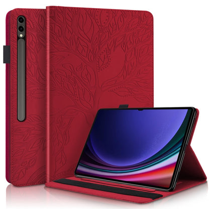 For Samsung Galaxy Tab S9 Ultra Life Tree Series Horizontal Flip Leather Tablet Case(Red) - Galaxy Tab S9 Ultra Cases by PMC Jewellery | Online Shopping South Africa | PMC Jewellery | Buy Now Pay Later Mobicred