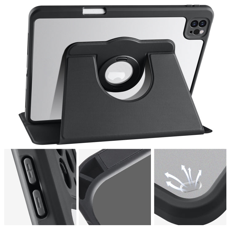 For iPad Pro 11 2024 Acrylic 360 Rotation Detachable Leather Tablet Case(Black) - iPad Pro 11 2024 Cases by PMC TechLife | Online Shopping South Africa | PMC TechLife | Buy Now Pay Later Mobicred