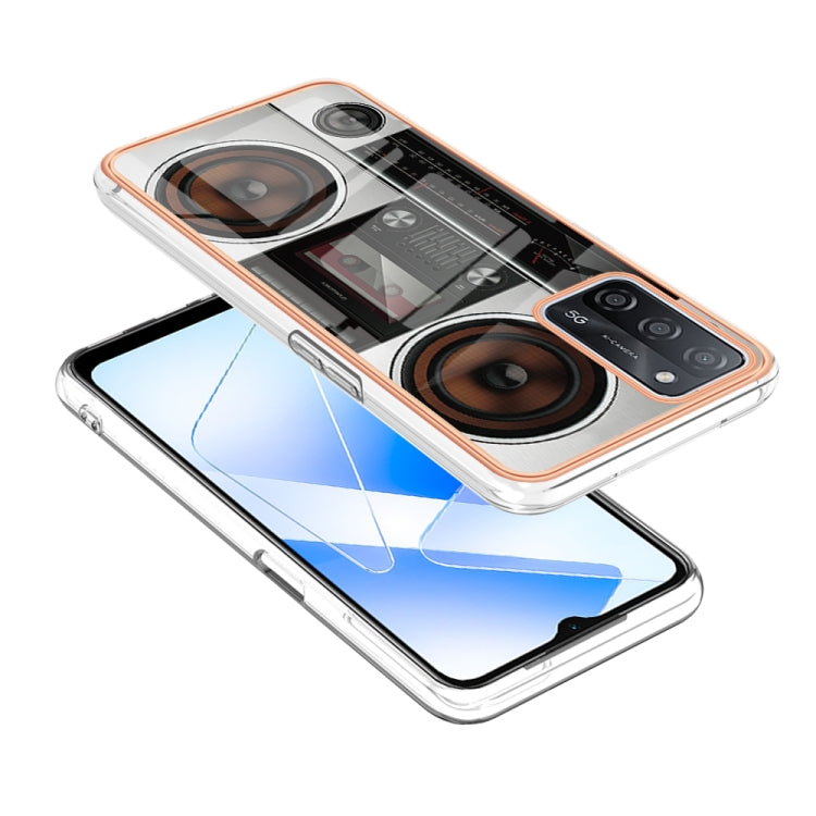 For OPPO A55 5G / A53s 5G / A54 4G Electroplating Marble Dual-side IMD Phone Case(Retro Radio) - OPPO Cases by PMC Jewellery | Online Shopping South Africa | PMC Jewellery | Buy Now Pay Later Mobicred