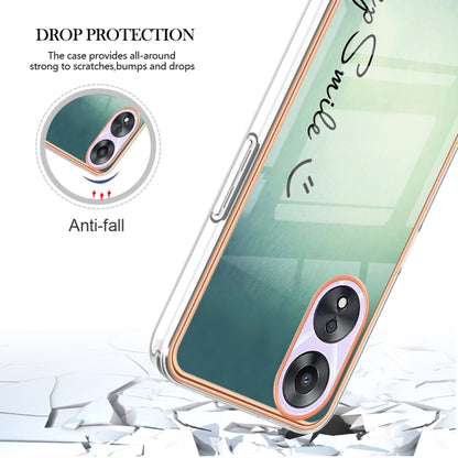 For OPPO A78 / A58 Electroplating Marble Dual-side IMD Phone Case(Smile) - OPPO Cases by PMC Jewellery | Online Shopping South Africa | PMC Jewellery | Buy Now Pay Later Mobicred