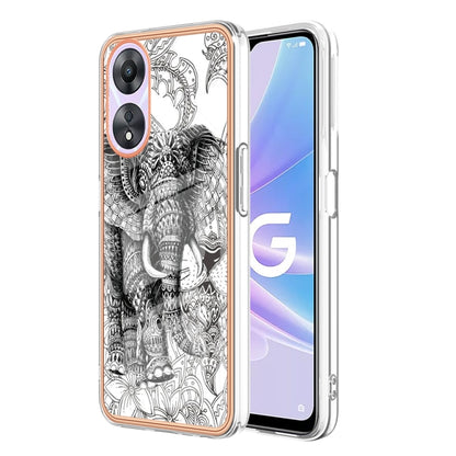 For OPPO A78 / A58 Electroplating Marble Dual-side IMD Phone Case(Totem Elephant) - OPPO Cases by PMC Jewellery | Online Shopping South Africa | PMC Jewellery | Buy Now Pay Later Mobicred