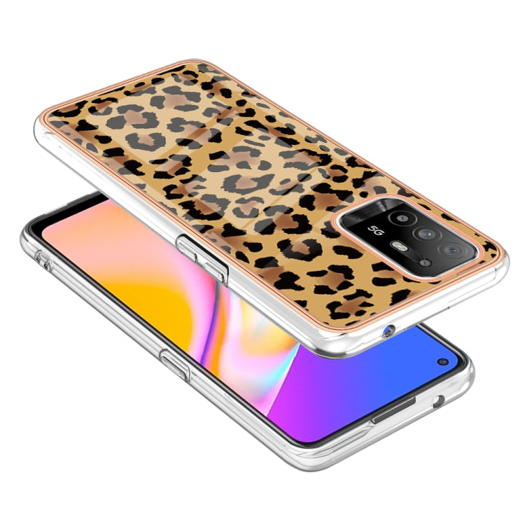 For OPPO A94 5G / A95 5G Electroplating Marble Dual-side IMD Phone Case(Leopard Print) - OPPO Cases by PMC Jewellery | Online Shopping South Africa | PMC Jewellery | Buy Now Pay Later Mobicred