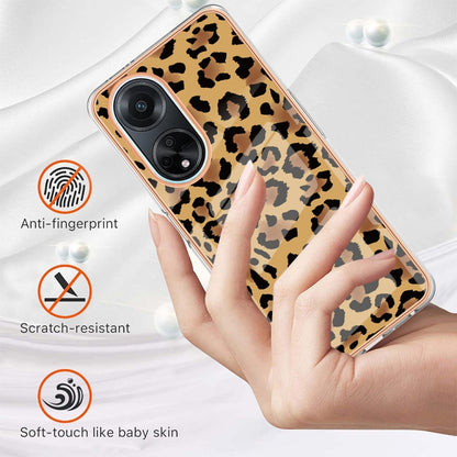 For OPPO A98 Electroplating Marble Dual-side IMD Phone Case(Leopard Print) - OPPO Cases by PMC Jewellery | Online Shopping South Africa | PMC Jewellery | Buy Now Pay Later Mobicred