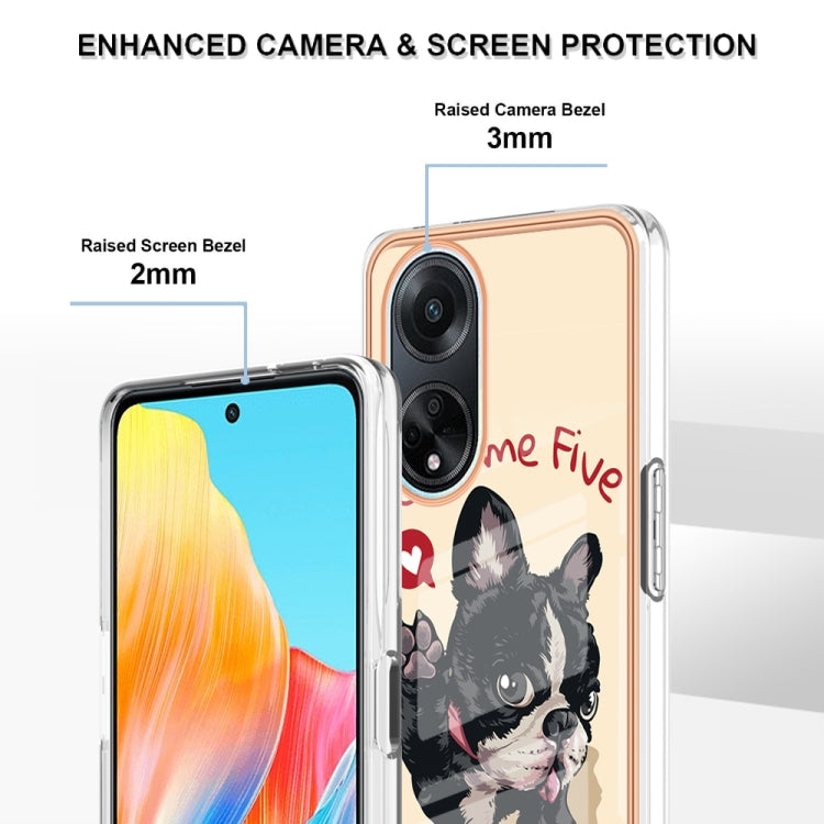 For OPPO A98 Electroplating Marble Dual-side IMD Phone Case(Lucky Dog) - OPPO Cases by PMC Jewellery | Online Shopping South Africa | PMC Jewellery | Buy Now Pay Later Mobicred