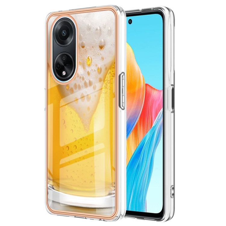 For OPPO A98 Electroplating Marble Dual-side IMD Phone Case(Draft Beer) - OPPO Cases by PMC Jewellery | Online Shopping South Africa | PMC Jewellery | Buy Now Pay Later Mobicred