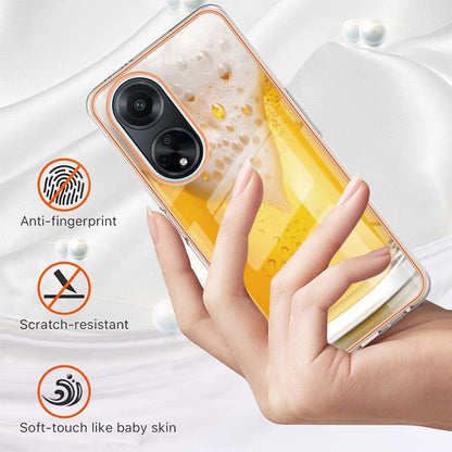 For OPPO A98 Electroplating Marble Dual-side IMD Phone Case(Draft Beer) - OPPO Cases by PMC Jewellery | Online Shopping South Africa | PMC Jewellery | Buy Now Pay Later Mobicred