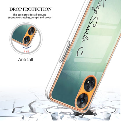 For OPPO Reno8 T 4G Electroplating Marble Dual-side IMD Phone Case(Smile) - OPPO Cases by PMC Jewellery | Online Shopping South Africa | PMC Jewellery | Buy Now Pay Later Mobicred