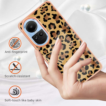 For OPPO Reno10 5G Global Electroplating Marble Dual-side IMD Phone Case(Leopard Print) - OPPO Cases by PMC Jewellery | Online Shopping South Africa | PMC Jewellery | Buy Now Pay Later Mobicred