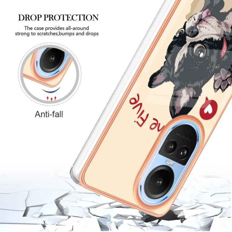 For OPPO Reno10 5G Global Electroplating Marble Dual-side IMD Phone Case(Lucky Dog) - OPPO Cases by PMC Jewellery | Online Shopping South Africa | PMC Jewellery | Buy Now Pay Later Mobicred