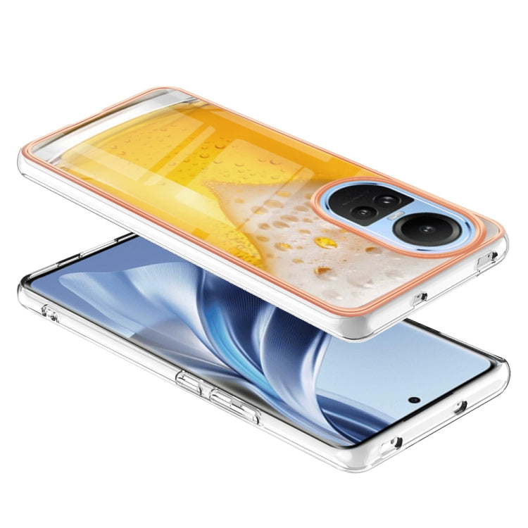 For OPPO Reno10 5G Global Electroplating Marble Dual-side IMD Phone Case(Draft Beer) - OPPO Cases by PMC Jewellery | Online Shopping South Africa | PMC Jewellery | Buy Now Pay Later Mobicred