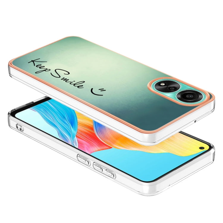 For OPPO A78 4G Electroplating Marble Dual-side IMD Phone Case(Smile) - OPPO Cases by PMC Jewellery | Online Shopping South Africa | PMC Jewellery | Buy Now Pay Later Mobicred