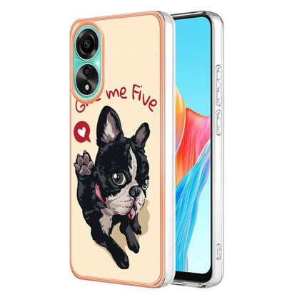 For OPPO A78 4G Electroplating Marble Dual-side IMD Phone Case(Lucky Dog) - OPPO Cases by PMC Jewellery | Online Shopping South Africa | PMC Jewellery | Buy Now Pay Later Mobicred