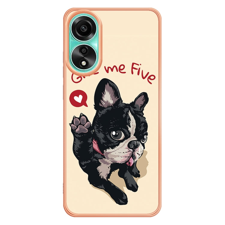 For OPPO A78 4G Electroplating Marble Dual-side IMD Phone Case(Lucky Dog) - OPPO Cases by PMC Jewellery | Online Shopping South Africa | PMC Jewellery | Buy Now Pay Later Mobicred