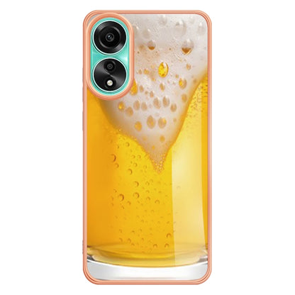 For OPPO A78 4G Electroplating Marble Dual-side IMD Phone Case(Draft Beer) - OPPO Cases by PMC Jewellery | Online Shopping South Africa | PMC Jewellery | Buy Now Pay Later Mobicred