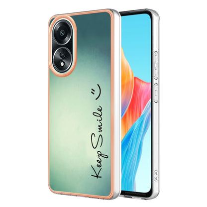 For OPPO A58 4G Electroplating Marble Dual-side IMD Phone Case(Smile) - OPPO Cases by PMC Jewellery | Online Shopping South Africa | PMC Jewellery | Buy Now Pay Later Mobicred