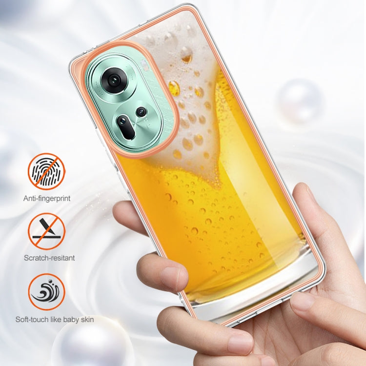 For OPPO Reno11 5G Global Electroplating Marble Dual-side IMD Phone Case(Draft Beer) - Reno11 Cases by PMC Jewellery | Online Shopping South Africa | PMC Jewellery | Buy Now Pay Later Mobicred