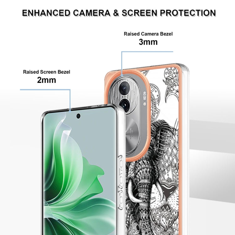 For OPPO Reno11 Pro 5G Global Electroplating Marble Dual-side IMD Phone Case(Totem Elephant) - Reno11 Pro Cases by PMC Jewellery | Online Shopping South Africa | PMC Jewellery | Buy Now Pay Later Mobicred