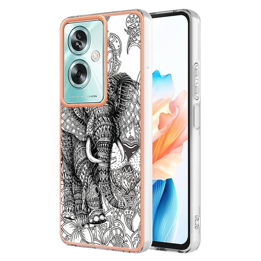 For OPPO A79 5G Global Electroplating Marble Dual-side IMD Phone Case(Totem Elephant) - OPPO Cases by PMC Jewellery | Online Shopping South Africa | PMC Jewellery | Buy Now Pay Later Mobicred