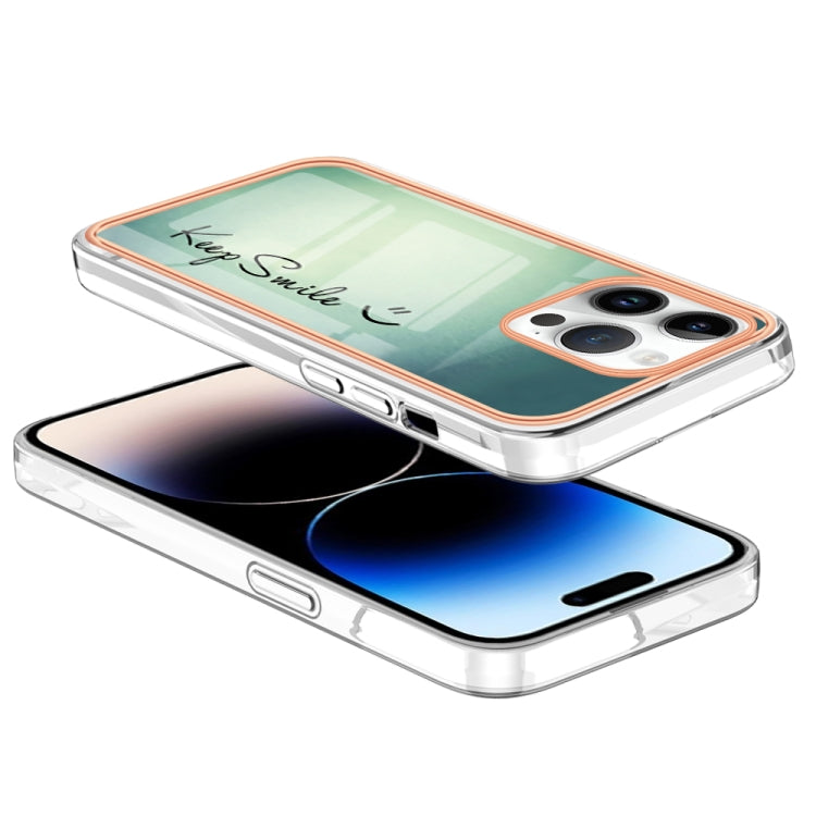 For iPhone 16 Pro Electroplating Marble Dual-side IMD Phone Case(Smile) - iPhone 16 Pro Cases by PMC TechLife | Online Shopping South Africa | PMC TechLife | Buy Now Pay Later Mobicred
