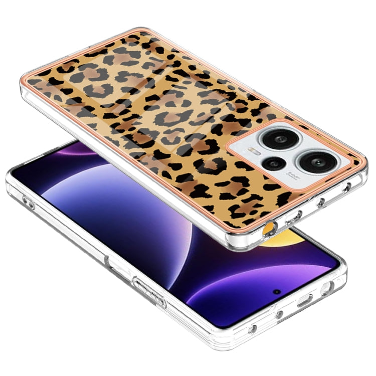 For Xiaomi Poco F5 / Redmi Note 12 Turbo Electroplating Marble Dual-side IMD Phone Case(Leopard Print) - Xiaomi Cases by PMC Jewellery | Online Shopping South Africa | PMC Jewellery | Buy Now Pay Later Mobicred