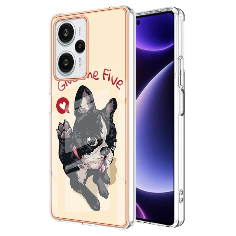 For Xiaomi Poco F5 / Redmi Note 12 Turbo Electroplating Marble Dual-side IMD Phone Case(Lucky Dog) - Xiaomi Cases by PMC Jewellery | Online Shopping South Africa | PMC Jewellery | Buy Now Pay Later Mobicred