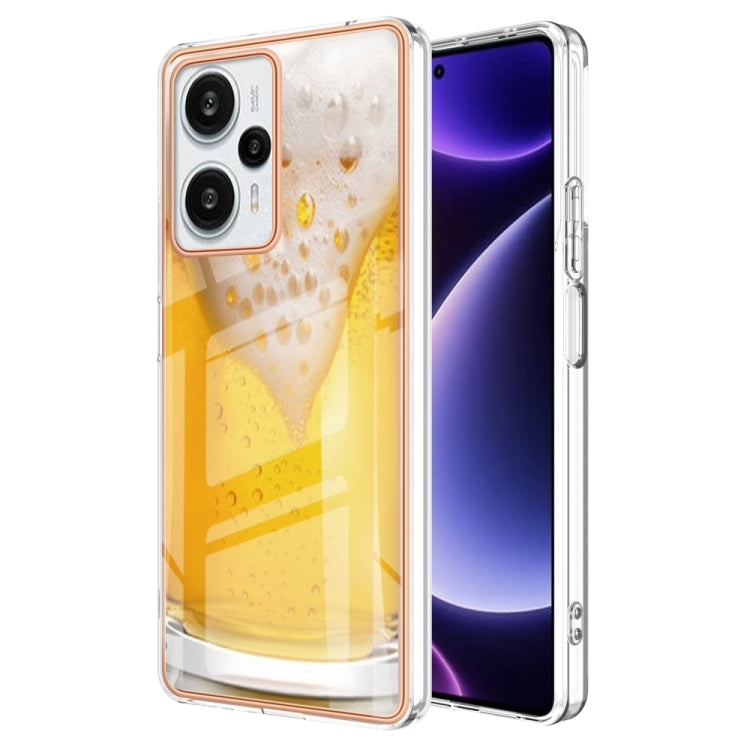 For Xiaomi Poco F5 / Redmi Note 12 Turbo Electroplating Marble Dual-side IMD Phone Case(Draft Beer) - Xiaomi Cases by PMC TechLife | Online Shopping South Africa | PMC TechLife | Buy Now Pay Later Mobicred