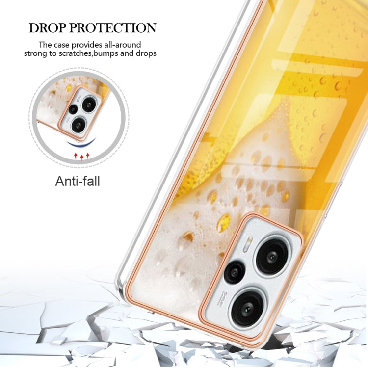 For Xiaomi Poco F5 / Redmi Note 12 Turbo Electroplating Marble Dual-side IMD Phone Case(Draft Beer) - Xiaomi Cases by PMC TechLife | Online Shopping South Africa | PMC TechLife | Buy Now Pay Later Mobicred
