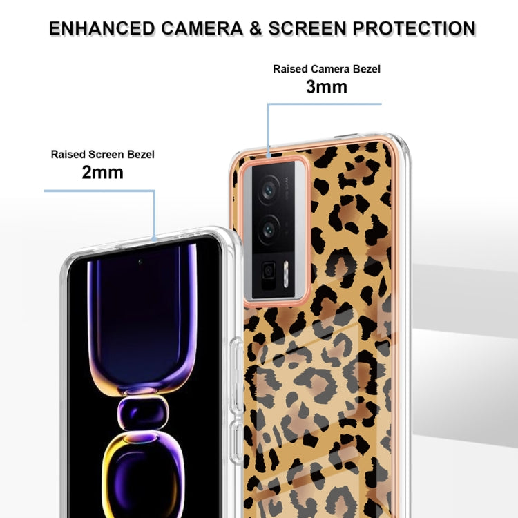 For Xiaomi Poco F5 Pro 5G / Redmi K60 Electroplating Marble Dual-side IMD Phone Case(Leopard Print) - Xiaomi Cases by PMC Jewellery | Online Shopping South Africa | PMC Jewellery | Buy Now Pay Later Mobicred