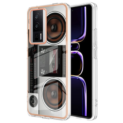 For Xiaomi Poco F5 Pro 5G / Redmi K60 Electroplating Marble Dual-side IMD Phone Case(Retro Radio) - Xiaomi Cases by PMC Jewellery | Online Shopping South Africa | PMC Jewellery | Buy Now Pay Later Mobicred