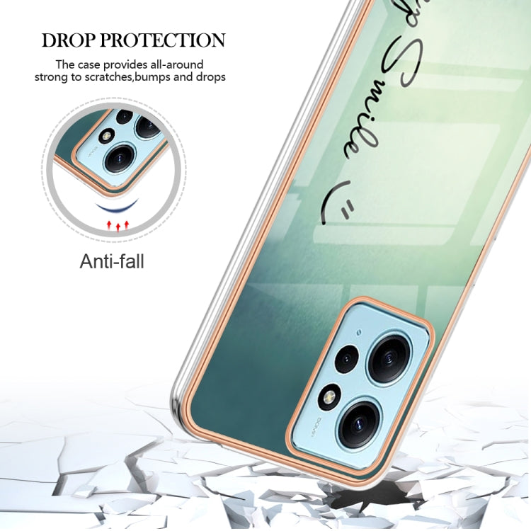 For Xiaomi Redmi Note 12 4G Electroplating Marble Dual-side IMD Phone Case(Smile) - Xiaomi Cases by PMC Jewellery | Online Shopping South Africa | PMC Jewellery | Buy Now Pay Later Mobicred