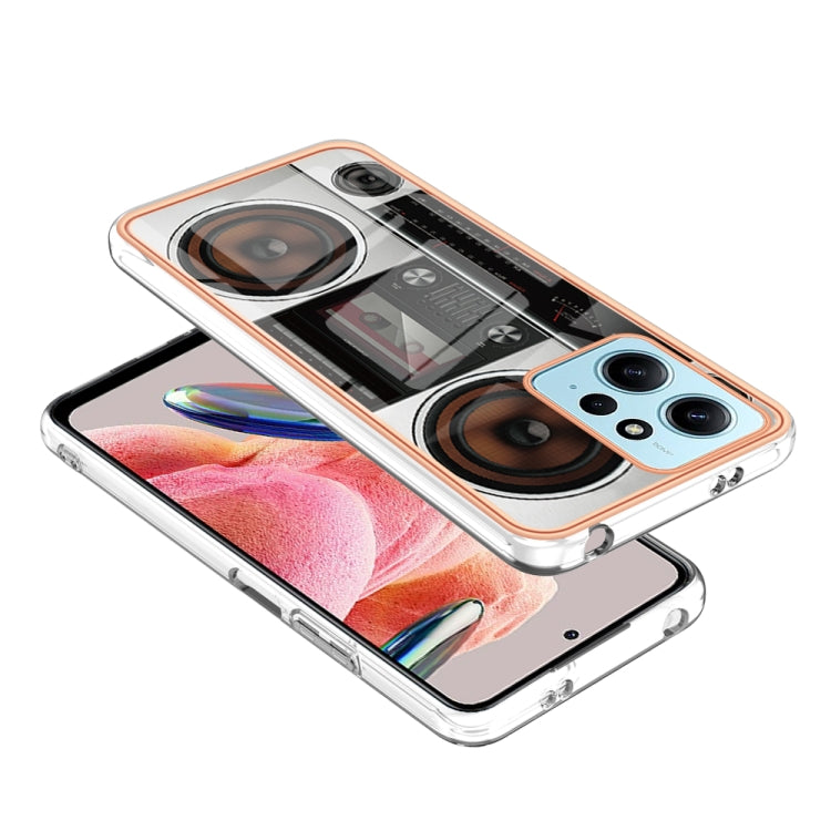 For Xiaomi Redmi Note 12 4G Electroplating Marble Dual-side IMD Phone Case(Retro Radio) - Xiaomi Cases by PMC Jewellery | Online Shopping South Africa | PMC Jewellery | Buy Now Pay Later Mobicred