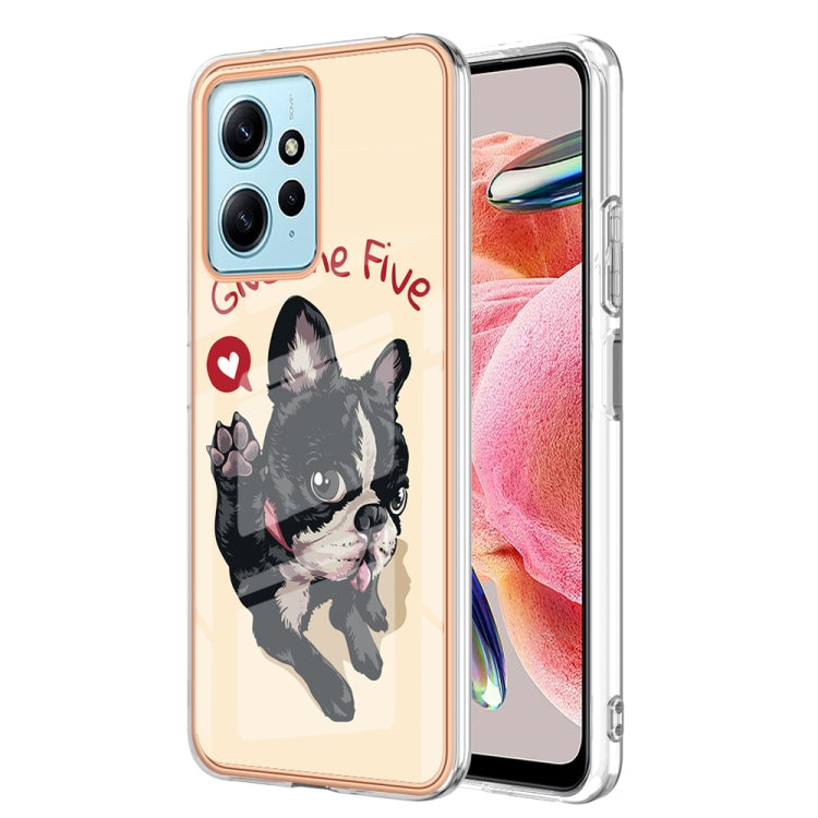 For Xiaomi Redmi Note 12 4G Electroplating Marble Dual-side IMD Phone Case(Lucky Dog) - Xiaomi Cases by PMC Jewellery | Online Shopping South Africa | PMC Jewellery | Buy Now Pay Later Mobicred