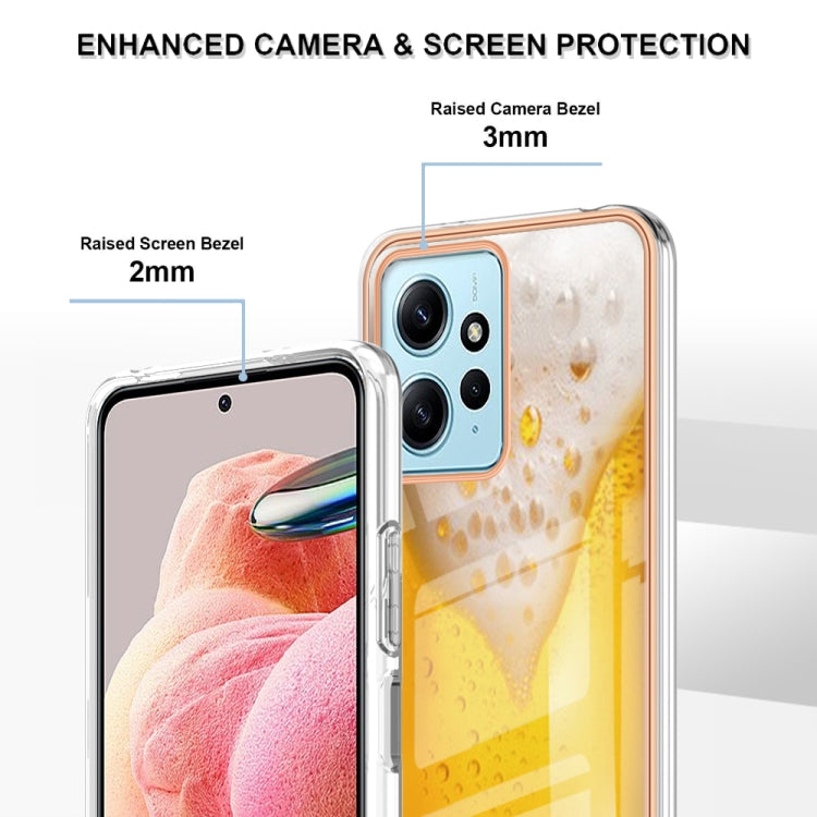 For Xiaomi Redmi Note 12 4G Electroplating Marble Dual-side IMD Phone Case(Draft Beer) - Xiaomi Cases by PMC Jewellery | Online Shopping South Africa | PMC Jewellery | Buy Now Pay Later Mobicred