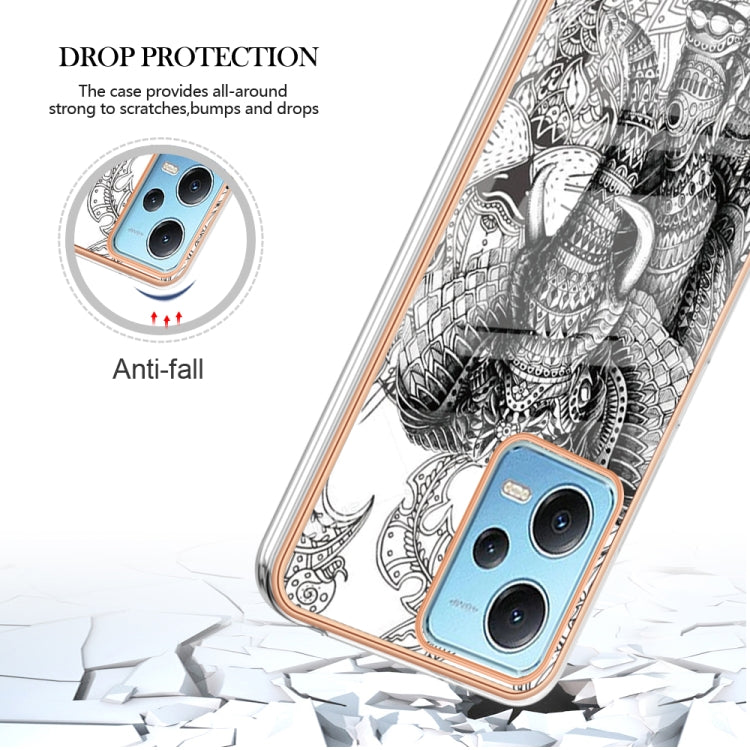 For Xiaomi Redmi Note 12 5G Global Electroplating Marble Dual-side IMD Phone Case(Totem Elephant) - Xiaomi Cases by PMC Jewellery | Online Shopping South Africa | PMC Jewellery | Buy Now Pay Later Mobicred