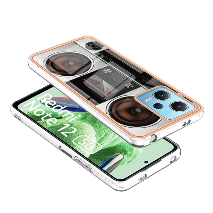 For Xiaomi Redmi Note 12 5G Global Electroplating Marble Dual-side IMD Phone Case(Retro Radio) - Xiaomi Cases by PMC Jewellery | Online Shopping South Africa | PMC Jewellery | Buy Now Pay Later Mobicred