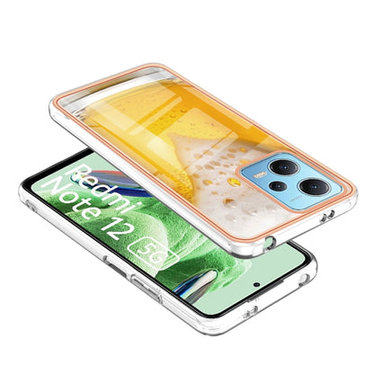 For Xiaomi Redmi Note 12 5G Global Electroplating Marble Dual-side IMD Phone Case(Draft Beer) - Xiaomi Cases by PMC Jewellery | Online Shopping South Africa | PMC Jewellery | Buy Now Pay Later Mobicred