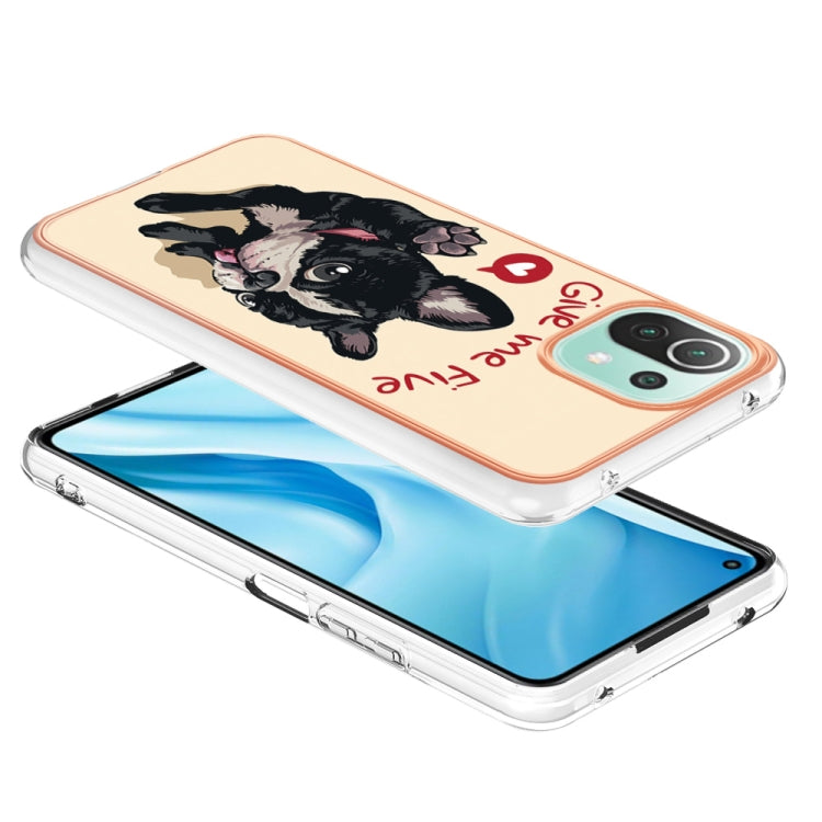 For Xiaomi 11 Lite Electroplating Marble Dual-side IMD Phone Case(Lucky Dog) - Xiaomi Cases by PMC Jewellery | Online Shopping South Africa | PMC Jewellery | Buy Now Pay Later Mobicred