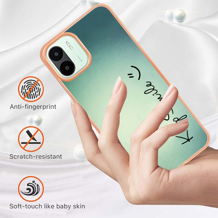 For Xiaomi Redmi A1 Electroplating Marble Dual-side IMD Phone Case(Smile) - Xiaomi Cases by PMC Jewellery | Online Shopping South Africa | PMC Jewellery | Buy Now Pay Later Mobicred