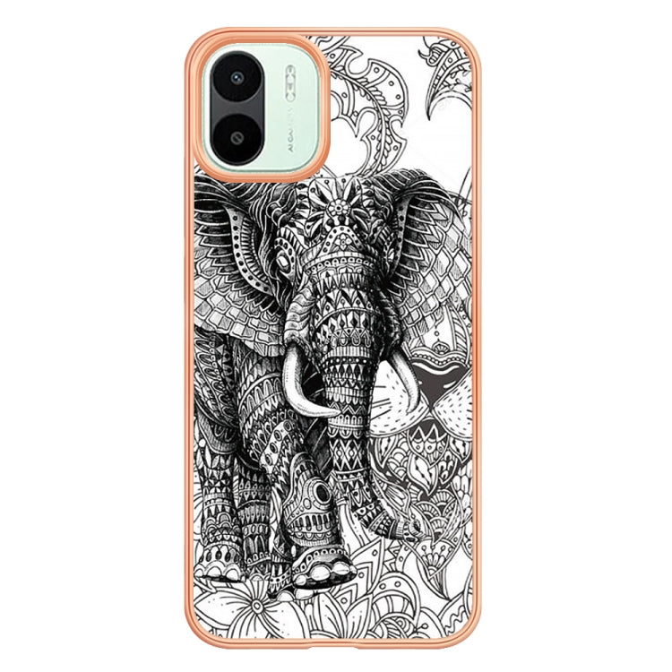 For Xiaomi Redmi A1 Electroplating Marble Dual-side IMD Phone Case(Totem Elephant) - Xiaomi Cases by PMC Jewellery | Online Shopping South Africa | PMC Jewellery | Buy Now Pay Later Mobicred