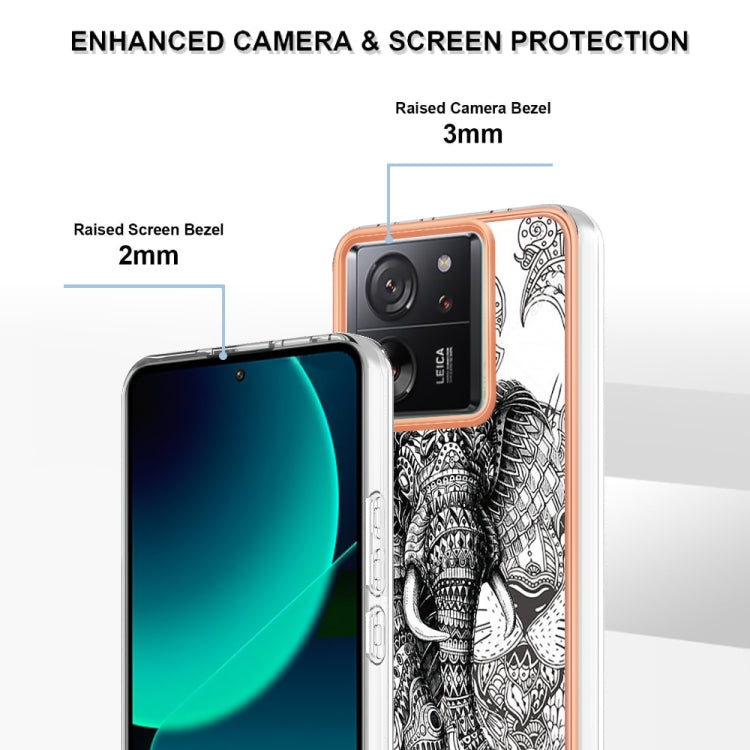 For Xiaomi 13T/13T Pro Electroplating Marble Dual-side IMD Phone Case(Totem Elephant) - Xiaomi Cases by PMC Jewellery | Online Shopping South Africa | PMC Jewellery | Buy Now Pay Later Mobicred