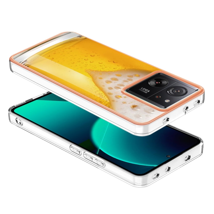 For Xiaomi 13T/13T Pro Electroplating Marble Dual-side IMD Phone Case(Draft Beer) - Xiaomi Cases by PMC Jewellery | Online Shopping South Africa | PMC Jewellery | Buy Now Pay Later Mobicred