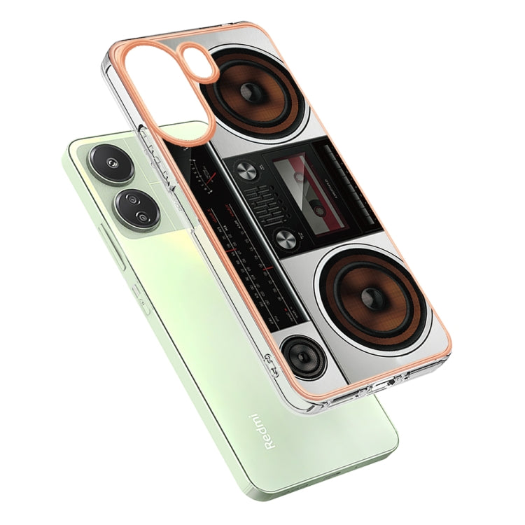 For Xiaomi Redmi 13C 4G Electroplating Marble Dual-side IMD Phone Case(Retro Radio) - 13C Cases by PMC Jewellery | Online Shopping South Africa | PMC Jewellery | Buy Now Pay Later Mobicred